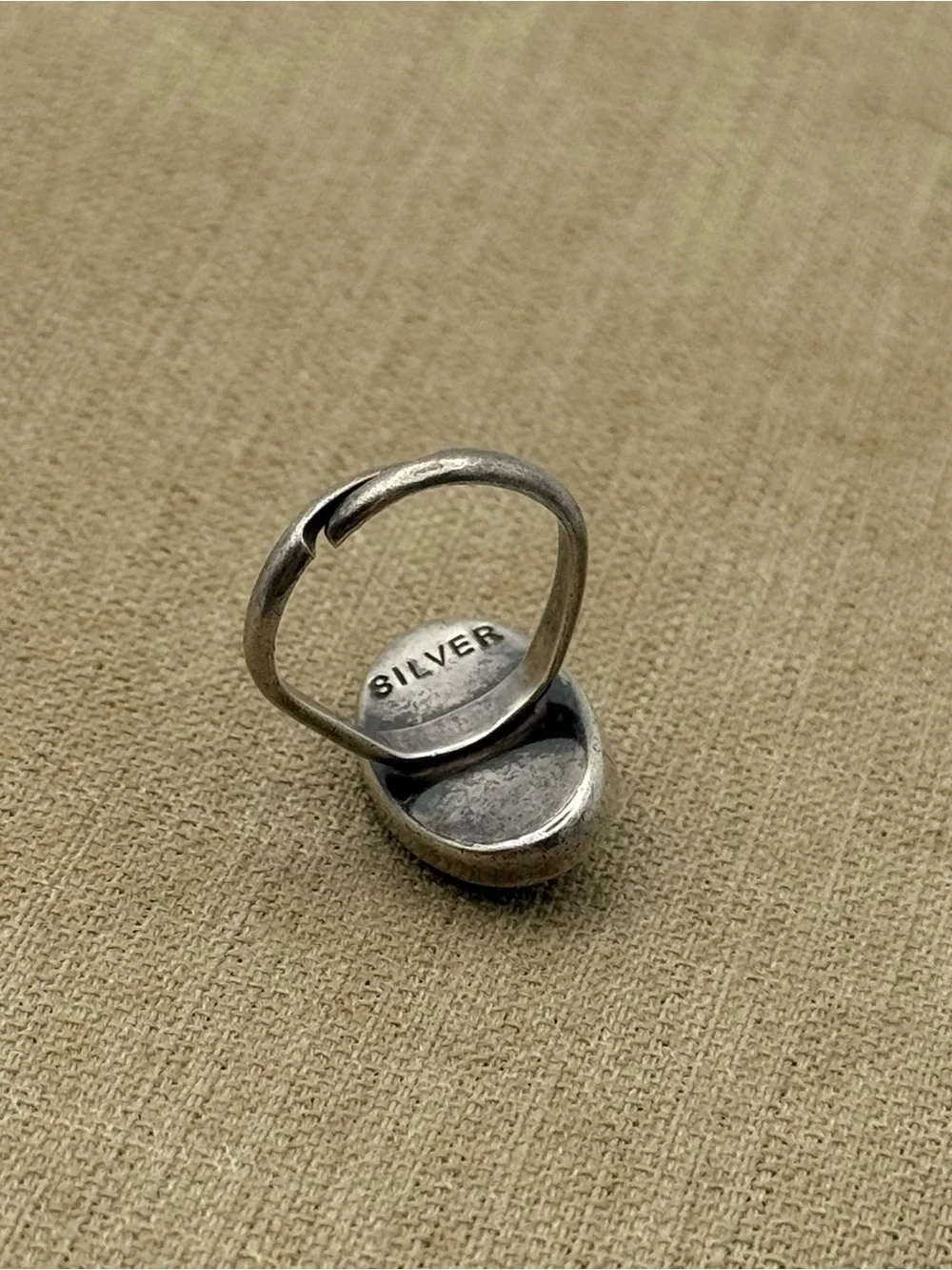 Oval sterling silver Green Jade Stone Ring